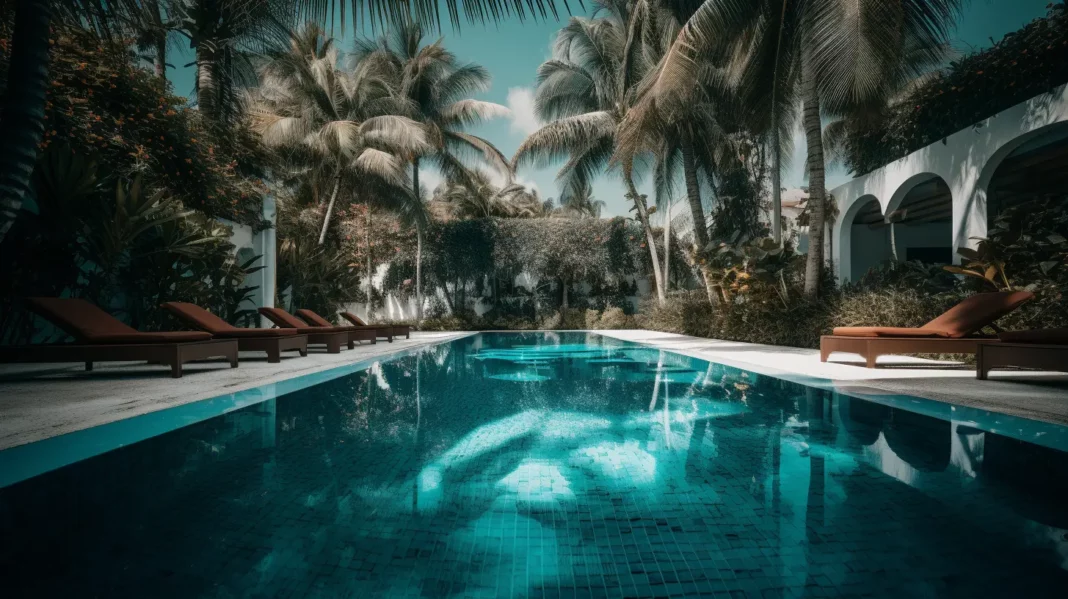 a swimming pool filter has kept this pool pristine